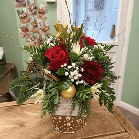Christmas Bucket Arrangement